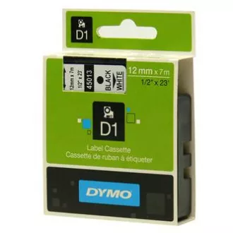 Originalni trak za tiskanje etiket Dymo, Dymo, 45013, S0720530, črn tisk/bela podlaga, 7 m, 12 mm, D1