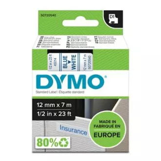 Originalni trak za tiskanje etiket Dymo, Dymo, 45014, S0720540, modri tisk/bela podlaga, 7 m, 12 mm, D1