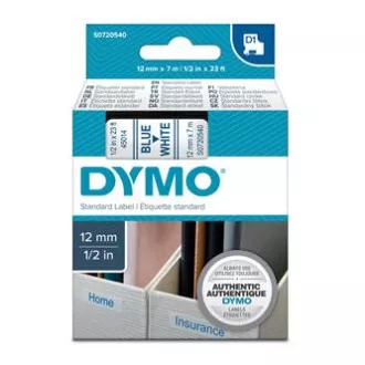 Originalni trak za tiskanje etiket Dymo, Dymo, 45014, S0720540, modri tisk/bela podlaga, 7 m, 12 mm, D1