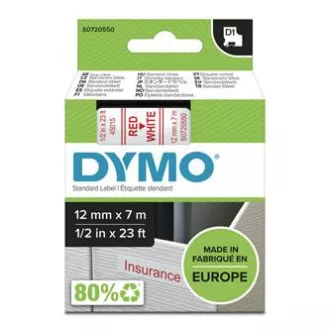 Originalni trak za tiskanje etiket Dymo, Dymo, 45015, S0720550, rdeč tisk/bela podlaga, 7 m, 12 mm, D1