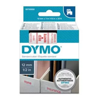 Originalni trak za tiskanje etiket Dymo, Dymo, 45015, S0720550, rdeč tisk/bela podlaga, 7 m, 12 mm, D1