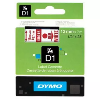 Originalni trak za tiskanje etiket Dymo, Dymo, 45015, S0720550, rdeč tisk/bela podlaga, 7 m, 12 mm, D1