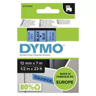 Originalni trak za tiskanje etiket Dymo, Dymo, 45016, S0720560, črn tisk/modra podlaga, 7 m, 12 mm, D1