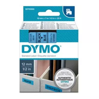 Originalni trak za tiskanje etiket Dymo, Dymo, 45016, S0720560, črn tisk/modra podlaga, 7 m, 12 mm, D1