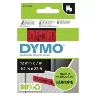 Originalni trak za tiskanje etiket Dymo, Dymo, 45017, S0720570, črn tisk/rdeča podlaga, 7 m, 12 mm, D1