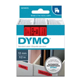 Originalni trak za tiskanje etiket Dymo, Dymo, 45017, S0720570, črn tisk/rdeča podlaga, 7 m, 12 mm, D1