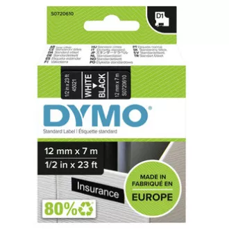 Originalni trak za tiskanje etiket Dymo, Dymo, 45021, S0720610, bel tisk/črna podlaga, 7 m, 12 mm, D1
