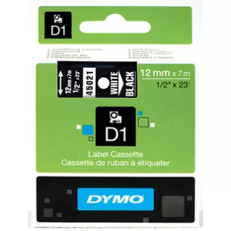 Originalni trak za tiskanje etiket Dymo, Dymo, 45021, S0720610, bel tisk/črna podlaga, 7 m, 12 mm, D1