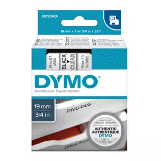 Originalni trak za tiskanje etiket Dymo, Dymo, 45800, S0720820, črn tisk/prezorna podlaga, 7 m, 19 mm, D1