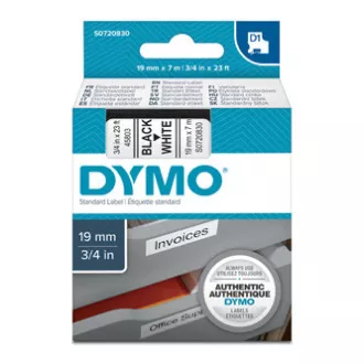 Originalni trak za tiskanje etiket Dymo, Dymo, 45803, S0720830, črn tisk/bela podlaga, 7 m, 19 mm, D1