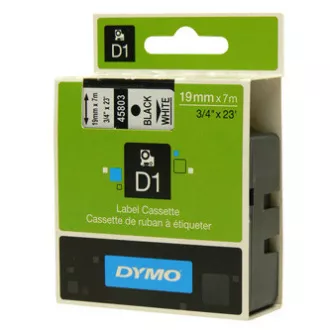 Originalni trak za tiskanje etiket Dymo, Dymo, 45803, S0720830, črn tisk/bela podlaga, 7 m, 19 mm, D1