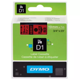 Originalni trak za tiskanje etiket Dymo, Dymo, 45807, S0720870, črn tisk/rdeča podlaga, 7 m, 19 mm, D1