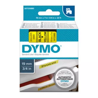 Originalni trak za tiskanje etiket Dymo, Dymo, 45808, S0720880, črn tisk/rumena podlaga, 7 m, 19 mm, D1