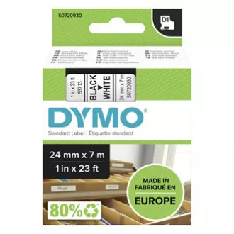 Originalni trak za tiskanje etiket Dymo, Dymo, 53713, S0720930, črn tisk/bela podlaga, 7 m, 24 mm, D1