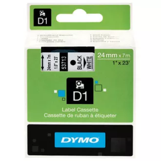 Originalni trak za tiskanje etiket Dymo, Dymo, 53713, S0720930, črn tisk/bela podlaga, 7 m, 24 mm, D1
