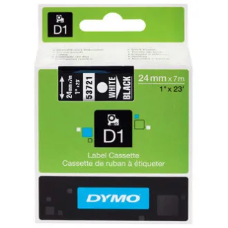 Originalni trak za tiskanje etiket Dymo, Dymo, 53721, S0721010, bel tisk/črna podlaga, 7 m, 24 mm, D1