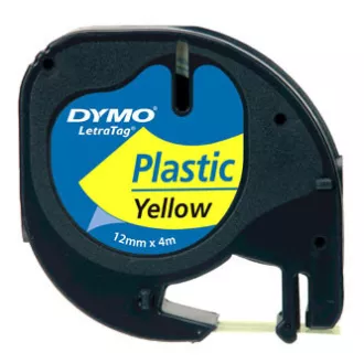 Originalni trak za tiskanje etiket Dymo, Dymo, 59423, S0721620, črn tisk/rumena podlaga, 4 m, 12 mm, plastični trak LetraTag