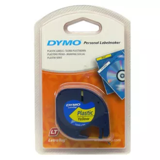 Originalni trak za tiskanje etiket Dymo, Dymo, 59423, S0721620, črn tisk/rumena podlaga, 4 m, 12 mm, plastični trak LetraTag