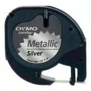 Originalni trak za tiskanje etiket Dymo, Dymo, S0721730, črn tisk/srebrna podlaga, 4 m, 12 mm, kovinski trak LetraTag