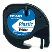 Originalni trak za tiskanje etiket Dymo, Dymo, 91221, S0721660, črn tisk/bela podlaga, 4 m, 12 mm, plastični trak LetraTag