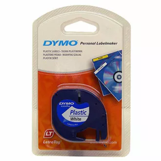 Originalni trak za tiskanje etiket Dymo, Dymo, 91221, S0721660, črn tisk/bela podlaga, 4 m, 12 mm, plastični trak LetraTag