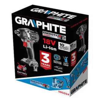 Udarni ključ, brezkrtačni 58G024, baterija, 18V, 1500mAh, grafit