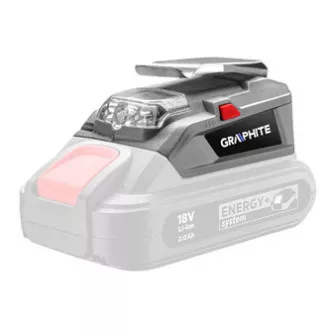 Polnilec baterij USB in svetilka, 18 V, Energy , grafitna barva