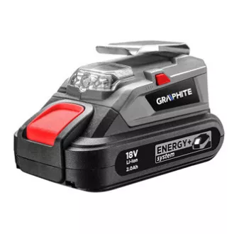 Polnilec baterij USB in svetilka, 18 V, Energy , grafitna barva