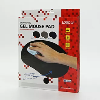 Podloga za miško, ergonomska, gel, črna, logotip, PRODAJA