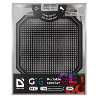 Defender zvočnik G16, Li-Ion, 1.0, 5W, črn, nadzor glasnosti, LED osvetlitev, BT 5.0, TWS, 50Hz~20kHz, PRODAJA