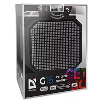 Defender zvočnik G16, Li-Ion, 1.0, 5W, črn, nadzor glasnosti, LED osvetlitev, BT 5.0, TWS, 50Hz~20kHz, PRODAJA