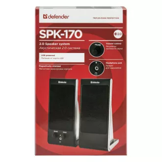 Defender Zvočniki SPK-170, 2.0, 4 W, črni, nadzor glasnosti, magnetno zaščiteno ohišje, priključek za slušalke, 200 Hz ~ 18 k
