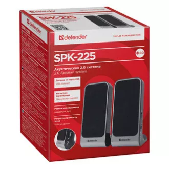 Defender Zvočniki SPK-225, 2.0, 4 W, siva, nadzor glasnosti, magnetno zaščiteno ohišje, priključek za slušalke, 200 Hz ~ 18 kHz