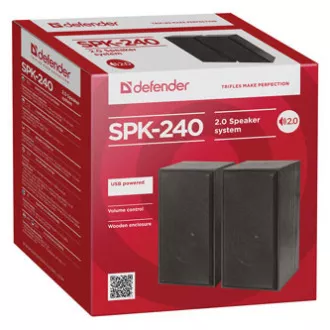Defender zvočniki SPK 240, 2.0, 2x3W, črni, regulacija glasnosti, leseni, 100Hz~18kHz