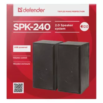 Defender zvočniki SPK 240, 2.0, 2x3W, črni, regulacija glasnosti, leseni, 100Hz~18kHz