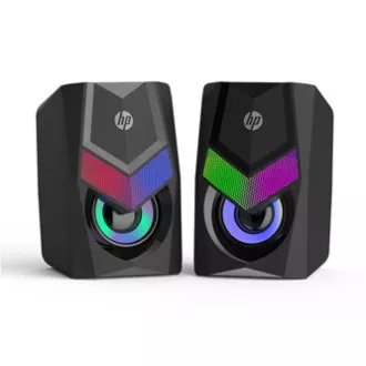 HP Zvočniki DHE-6000, 2.0, 6 W, črni, nadzor glasnosti, namizni, 3,5 mm priključek (USB), osvetljeni, 160 Hz-20 kHz