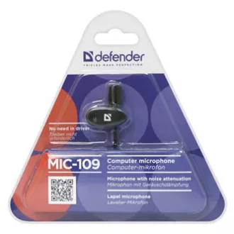 Defender, mikrofon s sponko, MIC-109, brez nadzora glasnosti, črn, prostoročno