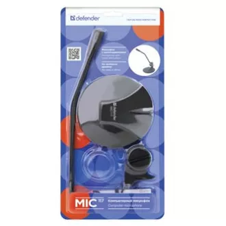 Defender, računalniški mikrofon, MIC-117, brez nadzora glasnosti, črn, namizni, kondenzatorski Defender, računalniški mikrofon, MIC-117, brez nadzora glasnosti, črn, namizni, kondenzatorski