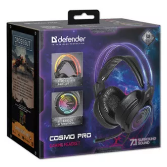 Defender Cosmo Pro RGB gaming slušalke z mikrofonom, žične, črne, 7.1 (virtualne), 50 mm gonilniki tipa USB Defender Cosmo Pro RGB gaming slušalke z mikrofonom, žične, črne, 7.1 (virtualne), 50 mm gonilniki tipa USB