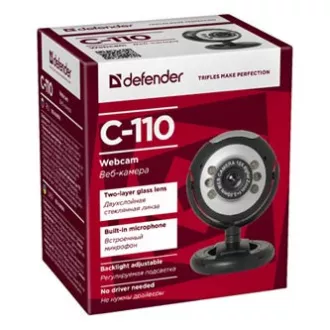 Defender C-110 Spletna kamera, črna/siva, 0,3 Mpix, USB 2.0, za prenosni računalnik/LCD