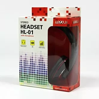 Logo HL-01 slušalke z mikrofonom, žične, črne, USB