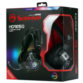 Marvo HG9015G slušalke z mikrofonom, žične, črne, 7.1 (virtualne), USB