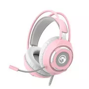 Marvo HG8936 slušalke z mikrofonom, žične, rožnate, osvetljene, 3,5 mm priključek   USB