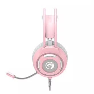 Marvo HG8936 slušalke z mikrofonom, žične, rožnate, osvetljene, 3,5 mm priključek   USB