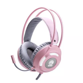 Marvo HG8936 slušalke z mikrofonom, žične, rožnate, osvetljene, 3,5 mm priključek   USB