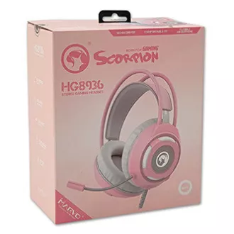 Marvo HG8936 slušalke z mikrofonom, žične, rožnate, osvetljene, 3,5 mm priključek   USB