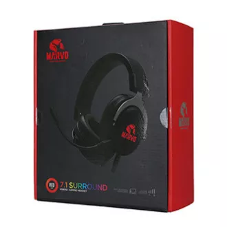 Marvo HG9052 slušalke z mikrofonom, žične, črne, 7.1 (virtualne), rdeče osvetljene, 7.1 (virtualne), tip USB