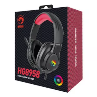 Marvo HG8958 slušalke z mikrofonom, žične, črne, za igre, 3,5 mm jack   razdelilnik   USB