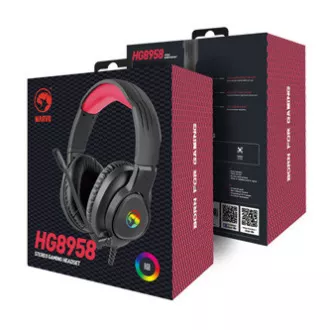 Marvo HG8958 slušalke z mikrofonom, žične, črne, za igre, 3,5 mm jack   razdelilnik   USB
