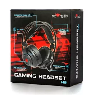 Red Fighter H3 slušalke z mikrofonom, žične, črno-rdeče, igralne, osvetljene, 2x 3,5 mm priključek   USB